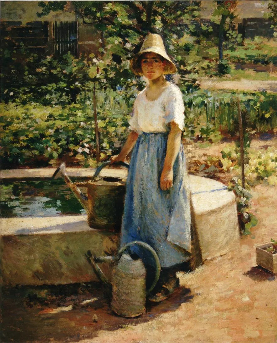 À la fontaine - Theodore Robinson image 1 tableau peint à l’huile sur toile