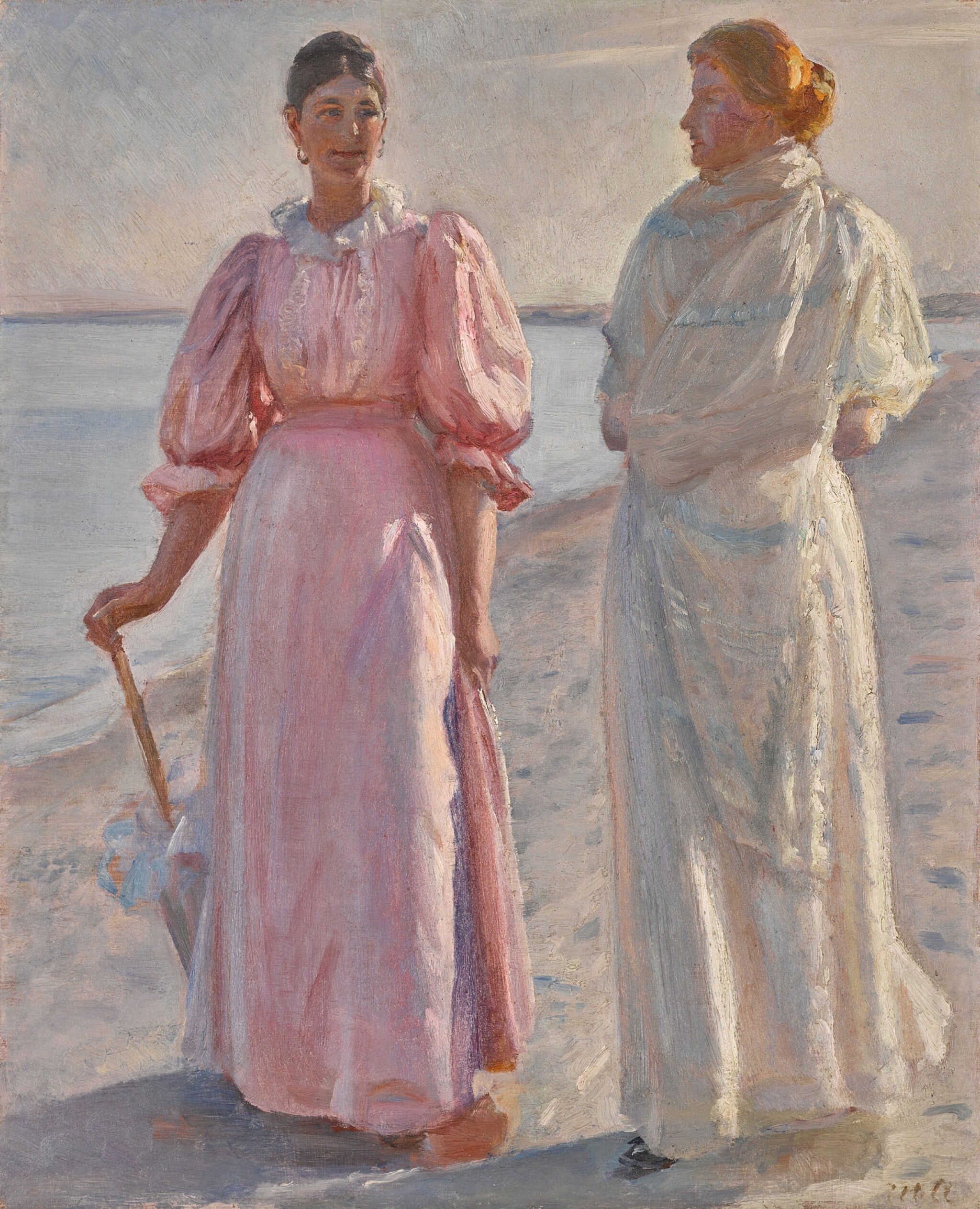À la plage, Skagen. - Michael Peter Ancher image 1 copie peinte à la main à l’huile
