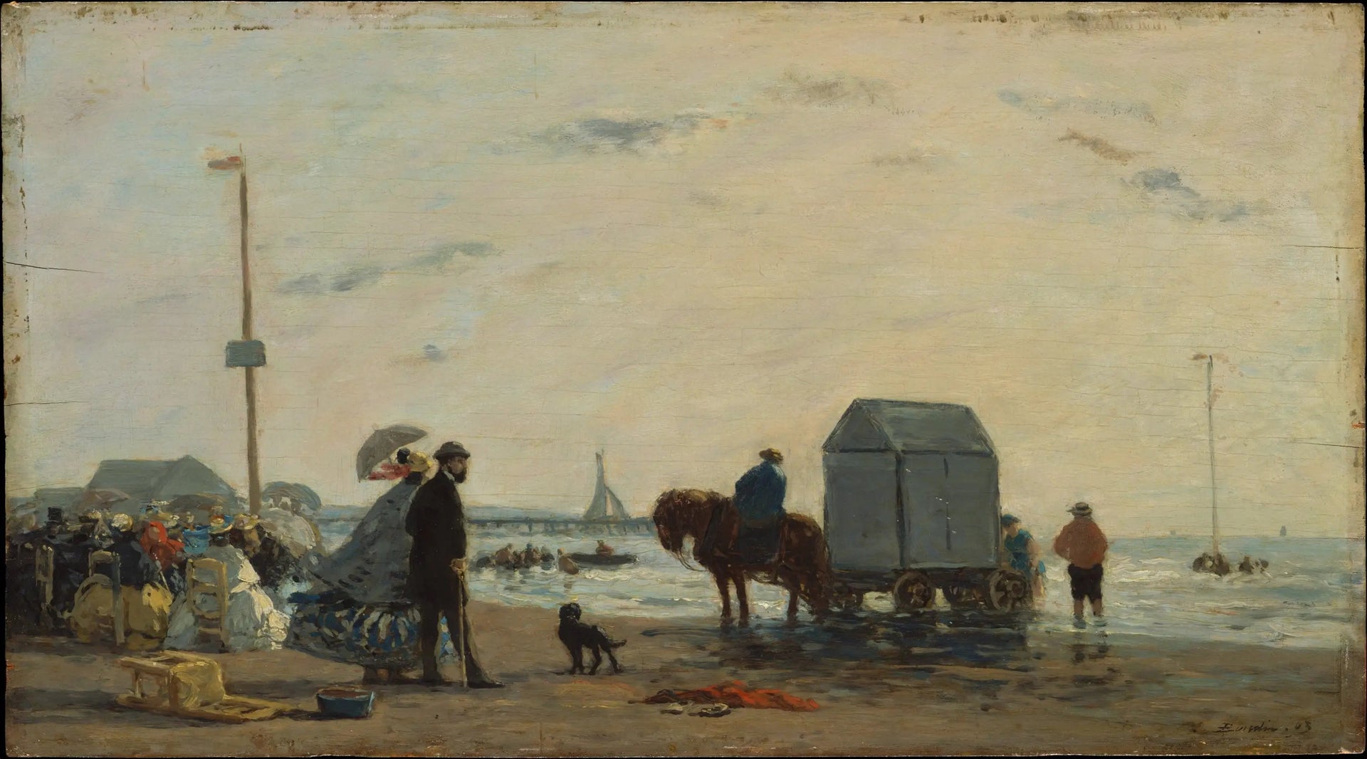 A la plage à Trouville - Eugène Boudin image 1 copie de tableau peinte à la main