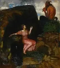 À la source (nymphe écoutant) - Franz Von Stuck image 1 copie de tableau peinte à la main