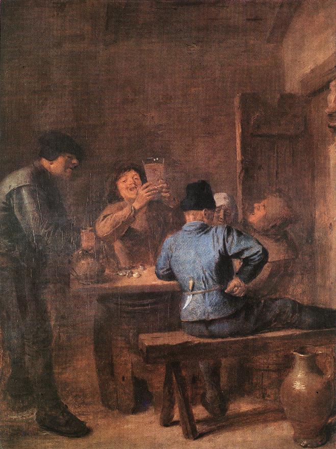 À la taverne - Adriaen Brouwer image 1 reproduction artisanale de tableau