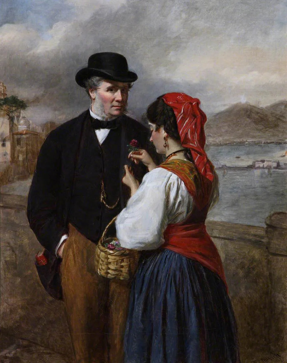 À Naples, Portrait de l'artiste - William Powell Frith image 1 copie peinte à la main à l’huile