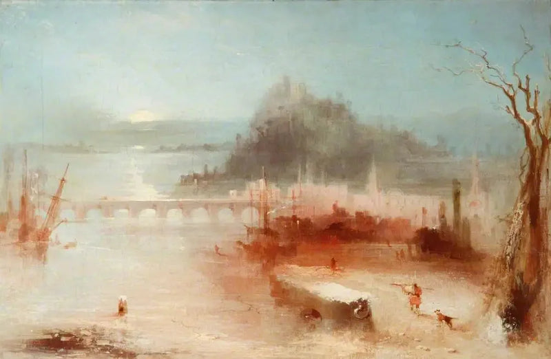A Town on the Rhine, with a Bridge and a Castle on a Height – Sunrise - J. M. W. Turner