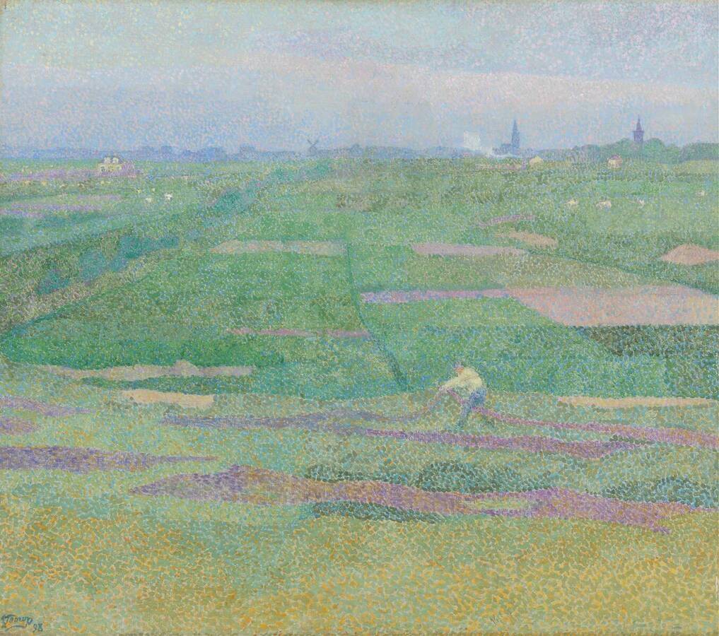 Aan de duinzoom of Netten drogen tusschen Katwijk binnen en Katwijk aan Zee - Jan Toorop image 1 reproduction artisanale de tableau