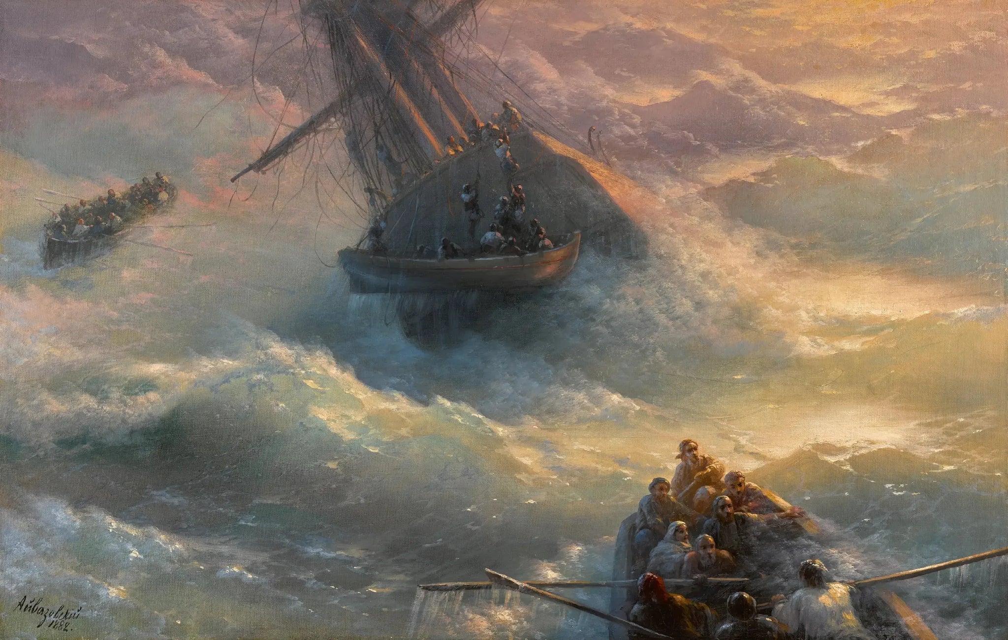 Abandon du navire - Ivan Aïvazovski image 1 copie peinte à la main à l’huile