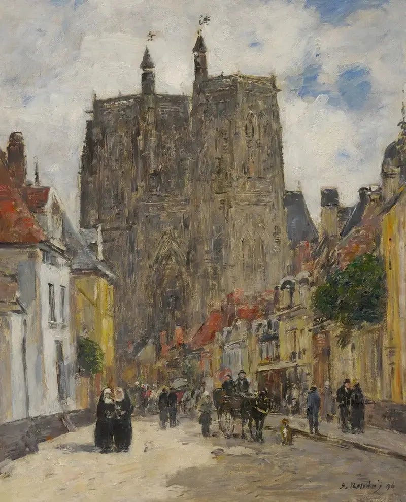 Abbeville : Église de Saint-Vulfran - Eugène Boudin image 1 reproduction de peinture à l’huile
