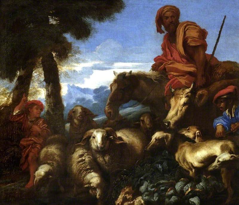 Abraham en route vers le pays de Canaan - Giovanni Benedetto Castiglione image 1 reproduction de peinture à l’huile