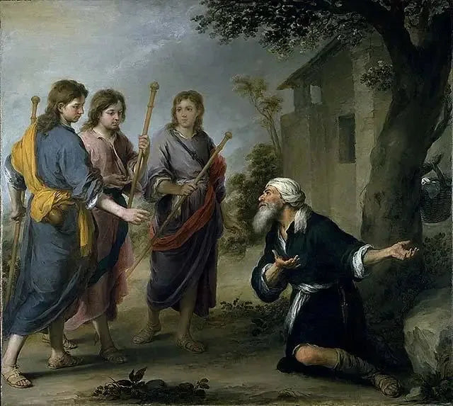 Abraham et les trois anges - Bartolomé Esteban Murillo image 1 reproduction de peinture à l’huile