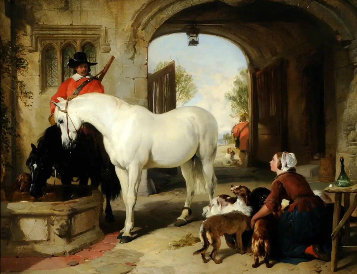 Abreuvement des chevaux - Edwin Henry Landseer image 1 reproduction artisanale de tableau
