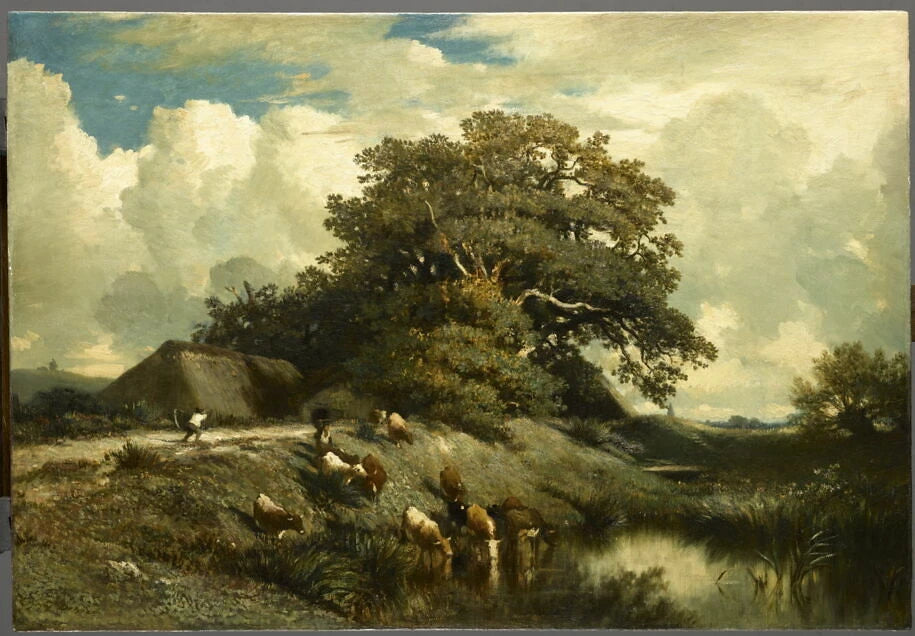 L'abreuvoir et le grand chêne - Jules Dupré