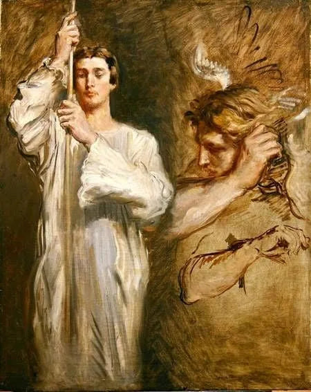Acolyte porteur de croix et Figure d'Ange - Théodore Chassériau image 1 copie de tableau peinte à la main