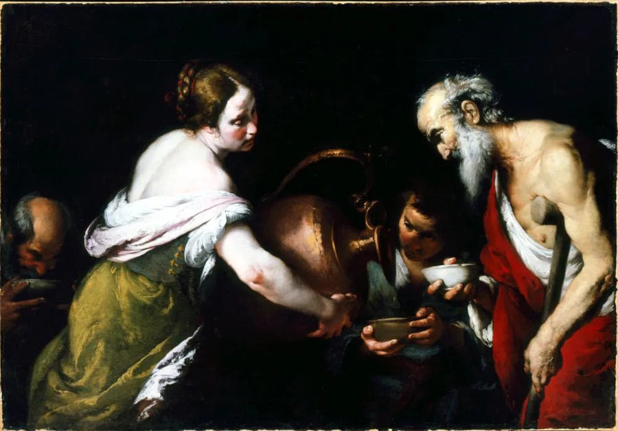 Acte de miséricorde : Donner à boire à ceux qui ont soif - Bernardo Strozzi
