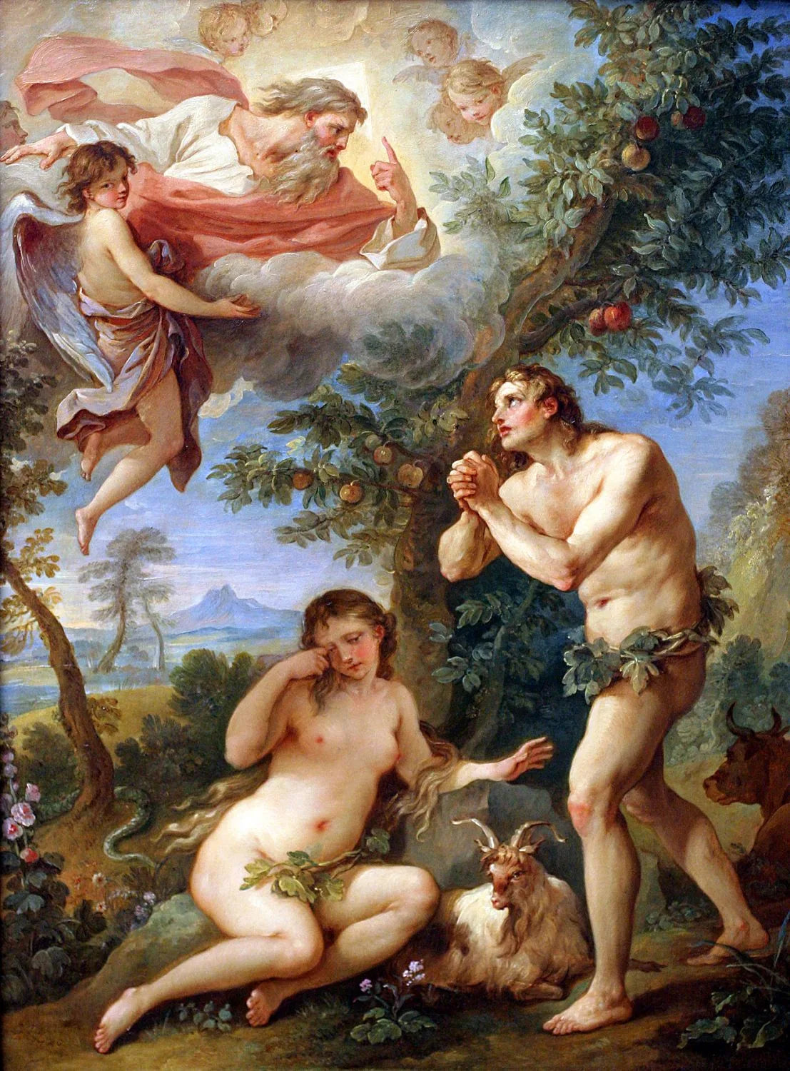 Adam et Ève chassés du Paradis terrestre - Charles-Joseph Natoire image 1 tableau peint à l’huile sur toile