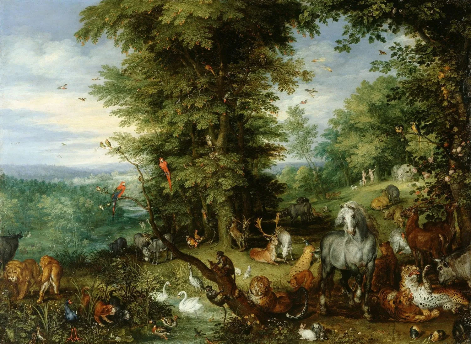 Adam et Ève dans le jardin d'Éden - Jan Brueghel l'Ancien image 1 copie de tableau peinte à la main