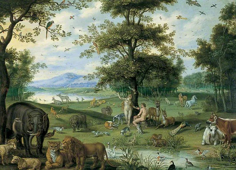 Adam et Ève dans le jardin d'Éden - Jan Brueghel l'Ancien image 1 reproduction artisanale de tableau
