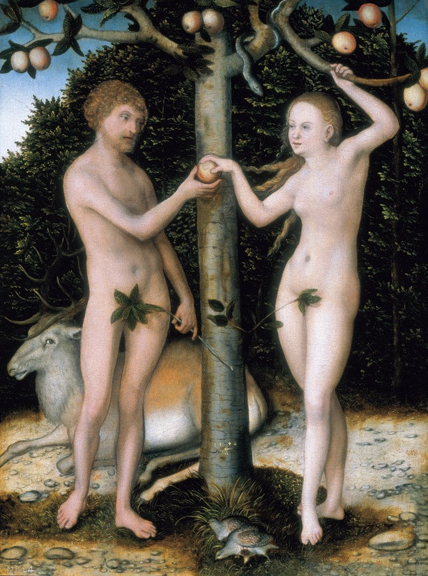 Adam et Ève - La chute de l'homme - Lucas Cranach the Elder image 1 copie de tableau peinte à la main