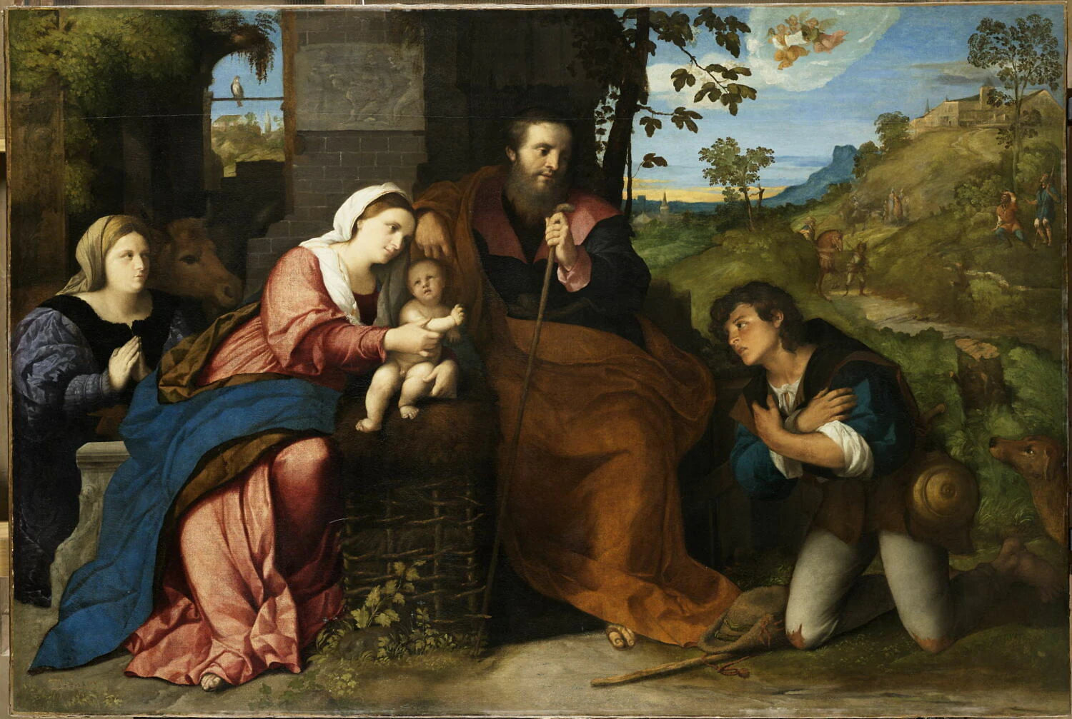L'Adoration des bergers avec une donatrice - Palma Vecchio (Jacopo Nigreti, ou Negretti, dit)