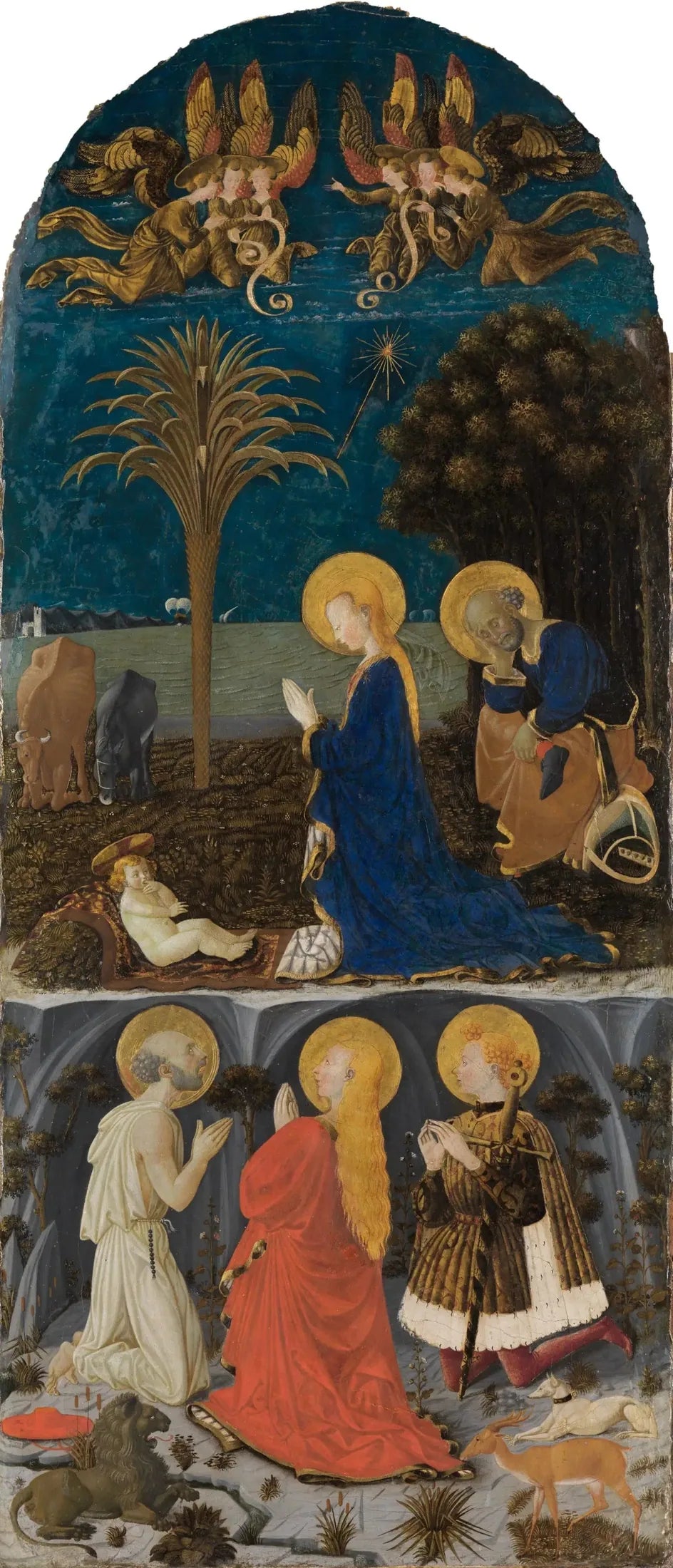 Adoration de l'Enfant avec les saints Jérôme, Marie-Madeleine, Eustache et Julien - Paolo Uccello image 1 reproduction d’œuvre d’art à l’huile