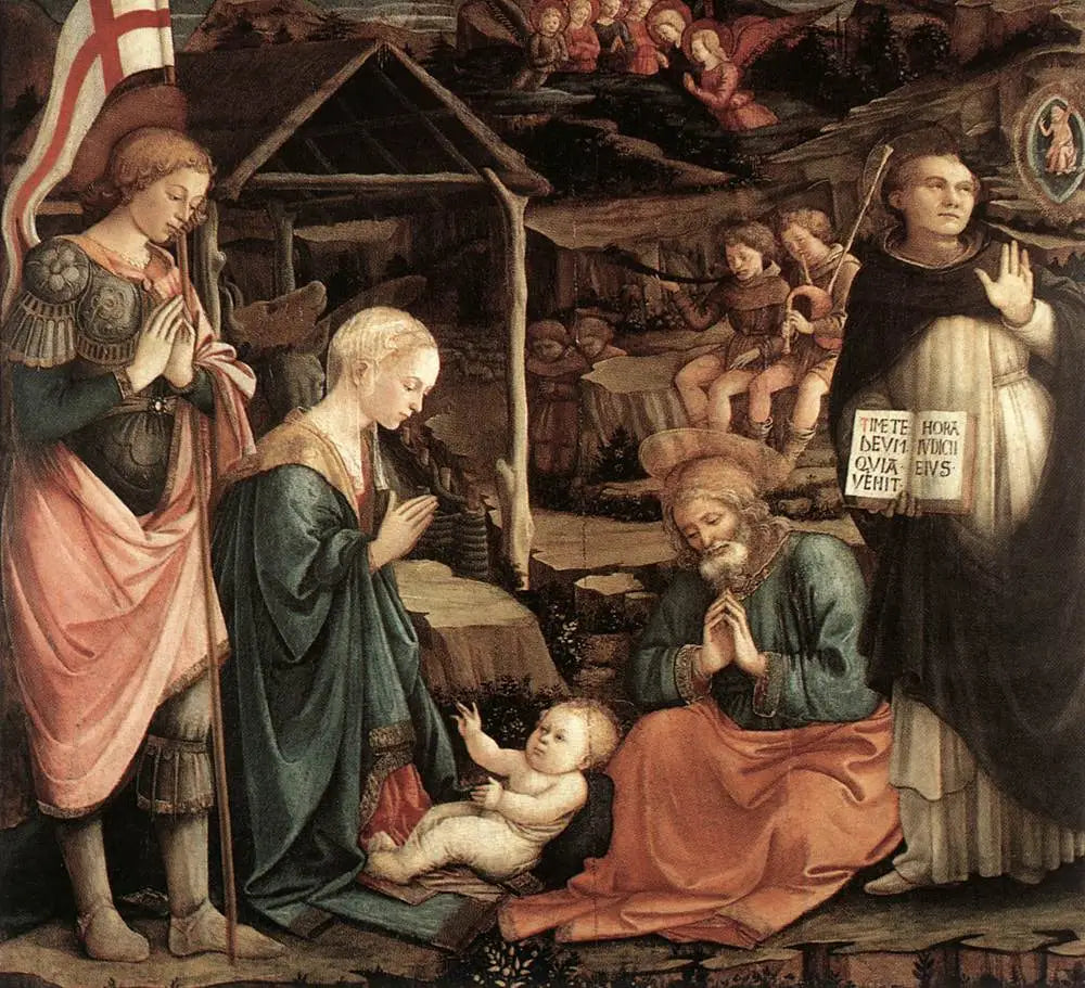 Adoration de l'Enfant avec saint Vincent Ferrier et saint Georges - Fra Filippo Lippi image 1 reproduction de peinture à l’huile