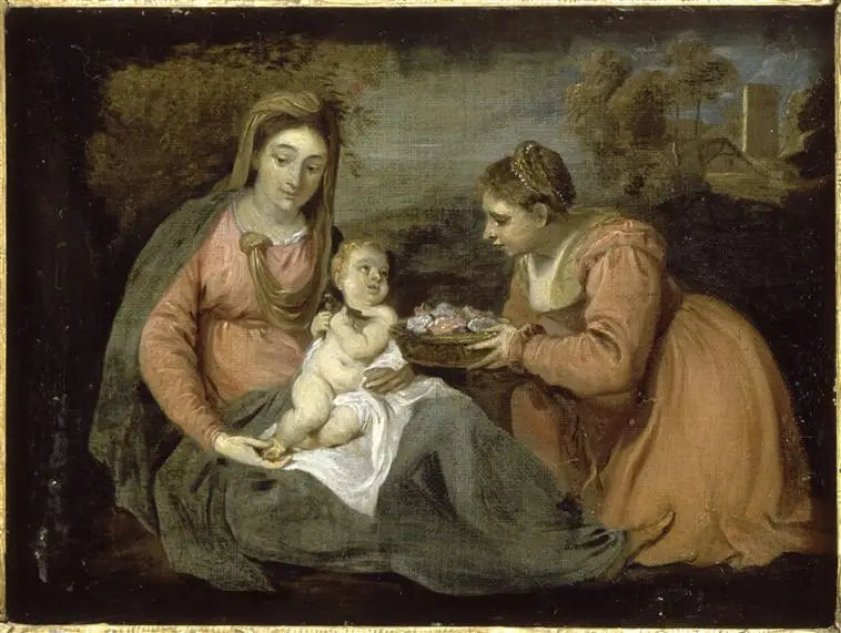 Adoration de l'Enfant Jésus - David Teniers le Jeune image 1 copie peinte à la main à l’huile