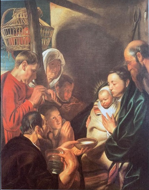 Adoration des bergers avec une flûte - Jacob Jordaens image 1 reproduction de peinture à l’huile