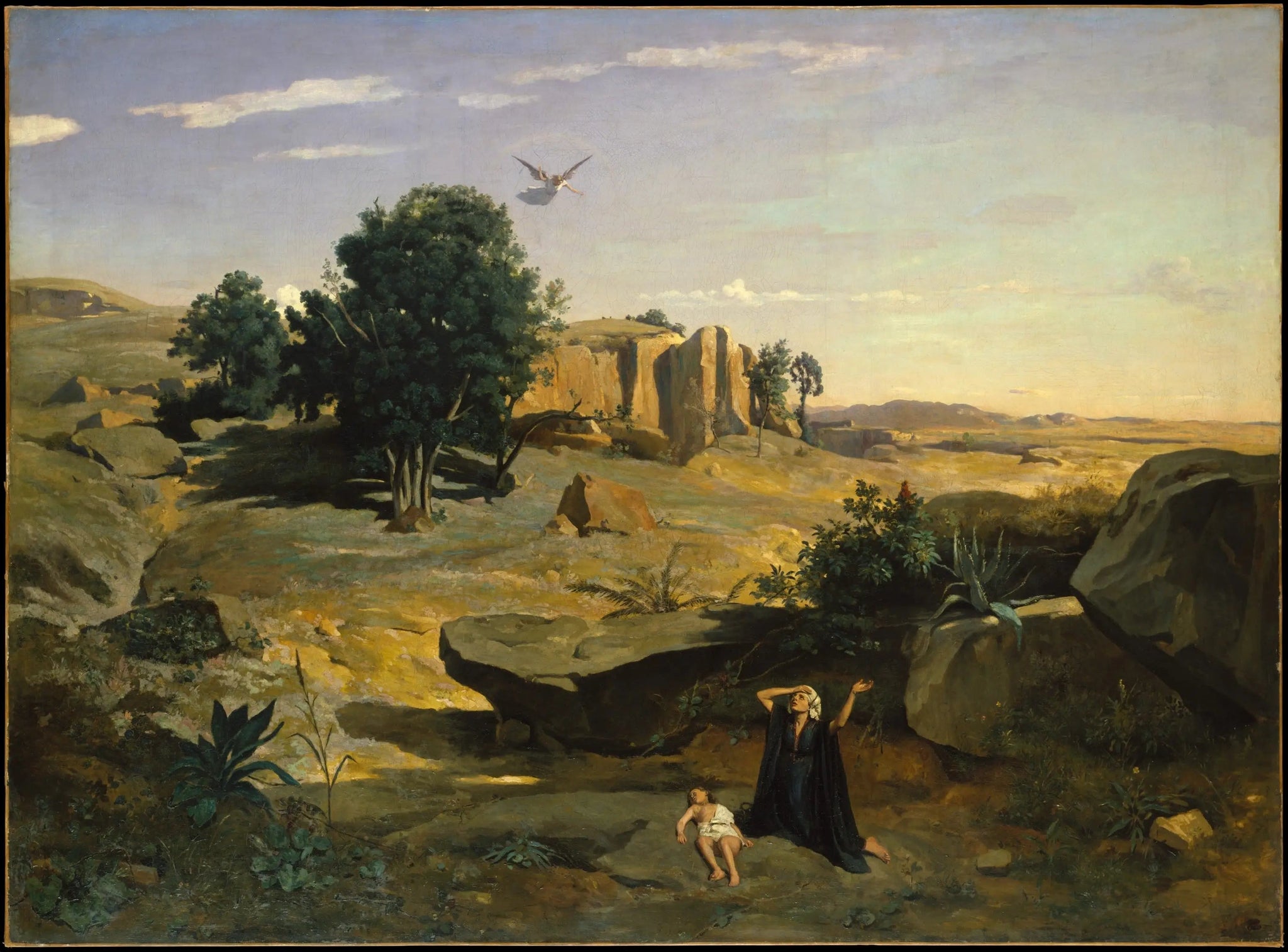 Agar dans le désert - Jean-Baptiste Camille Corot image 1 copie peinte à la main à l’huile