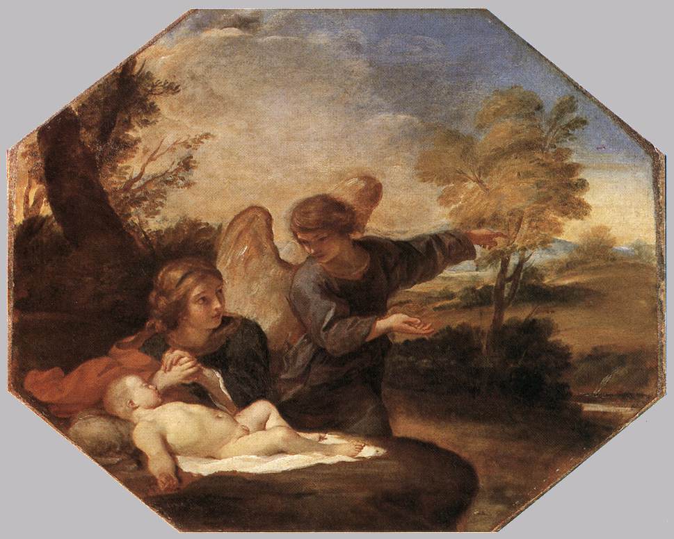 Agar et Ismaël dans le désert - Andrea Sacchi image 1 reproduction artisanale de tableau