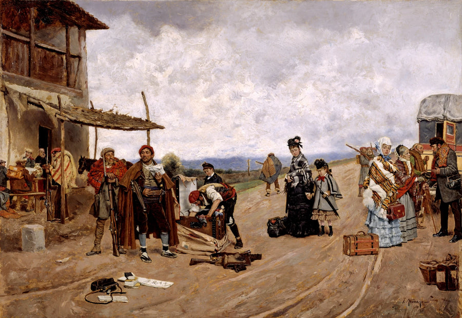Agents des douanes carlistes enregistrant une diligence - Joaquín Araujo Ruano