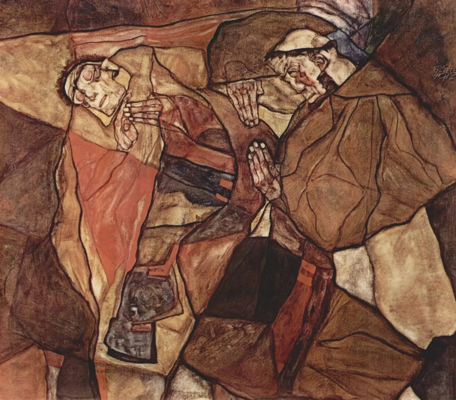 Agonie (La Lutte à Mort) - Egon Schiele image 1 reproduction de peinture à l’huile