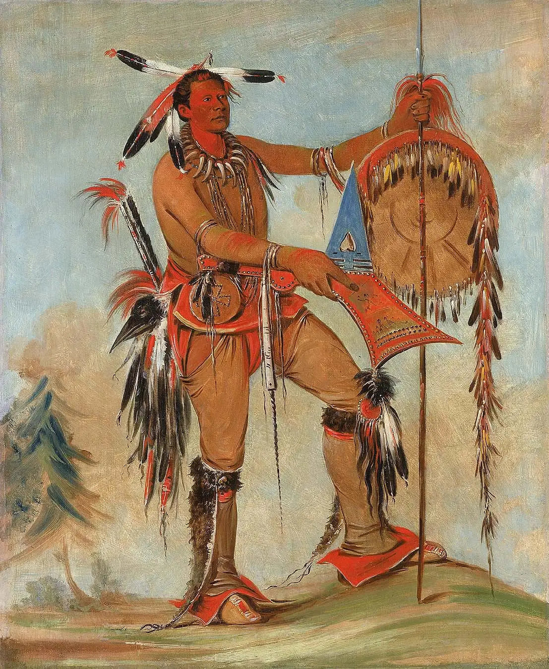 Ah-móu-a, la baleine, l'un des principaux braves de Kee-o-kúk - George Catlin image 1 reproduction artisanale de tableau