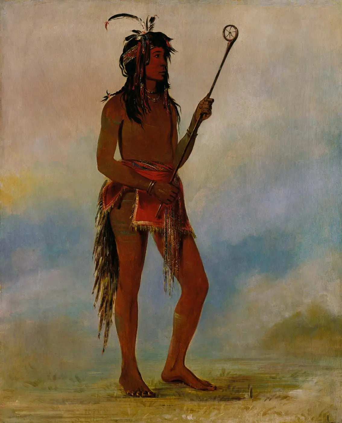 Ah-nó-je-nahge, Celui qui se tient des deux côtés, un joueur de balle distingué - George Catlin image 1 tableau peint à l’huile sur toile