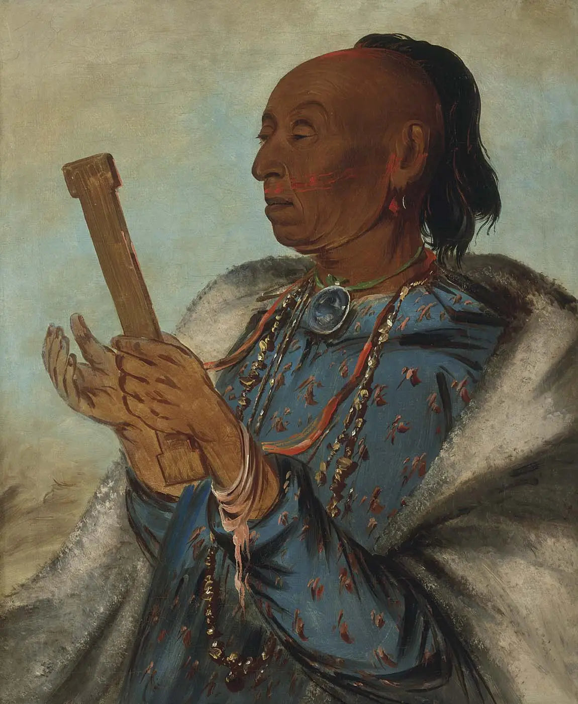 Ah-tón-we-tuck, le dindon, répétant sa prière - George Catlin image 1 reproduction de peinture à l’huile