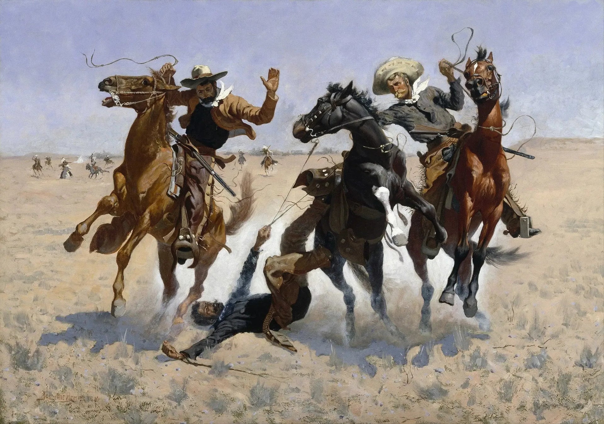Aider un camarade - Frederic Remington image 1 copie peinte à la main à l’huile