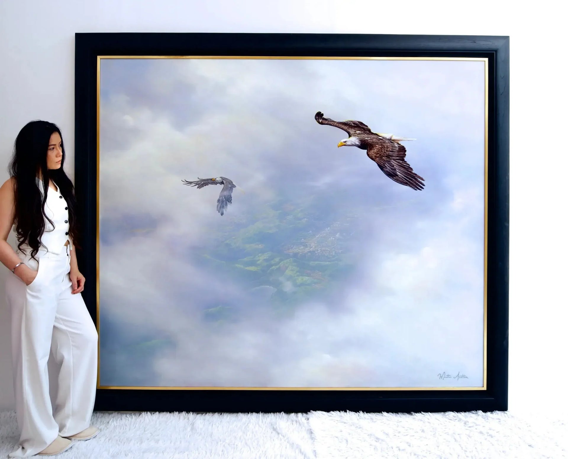 Aigles en Vol | 200 x 170 cm image 2 reproduction artisanale de tableau