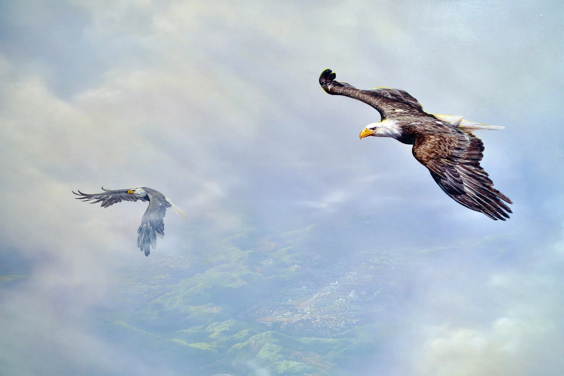 Aigles en Vol | 200 x 170 cm image 6 reproduction de peinture à l’huile