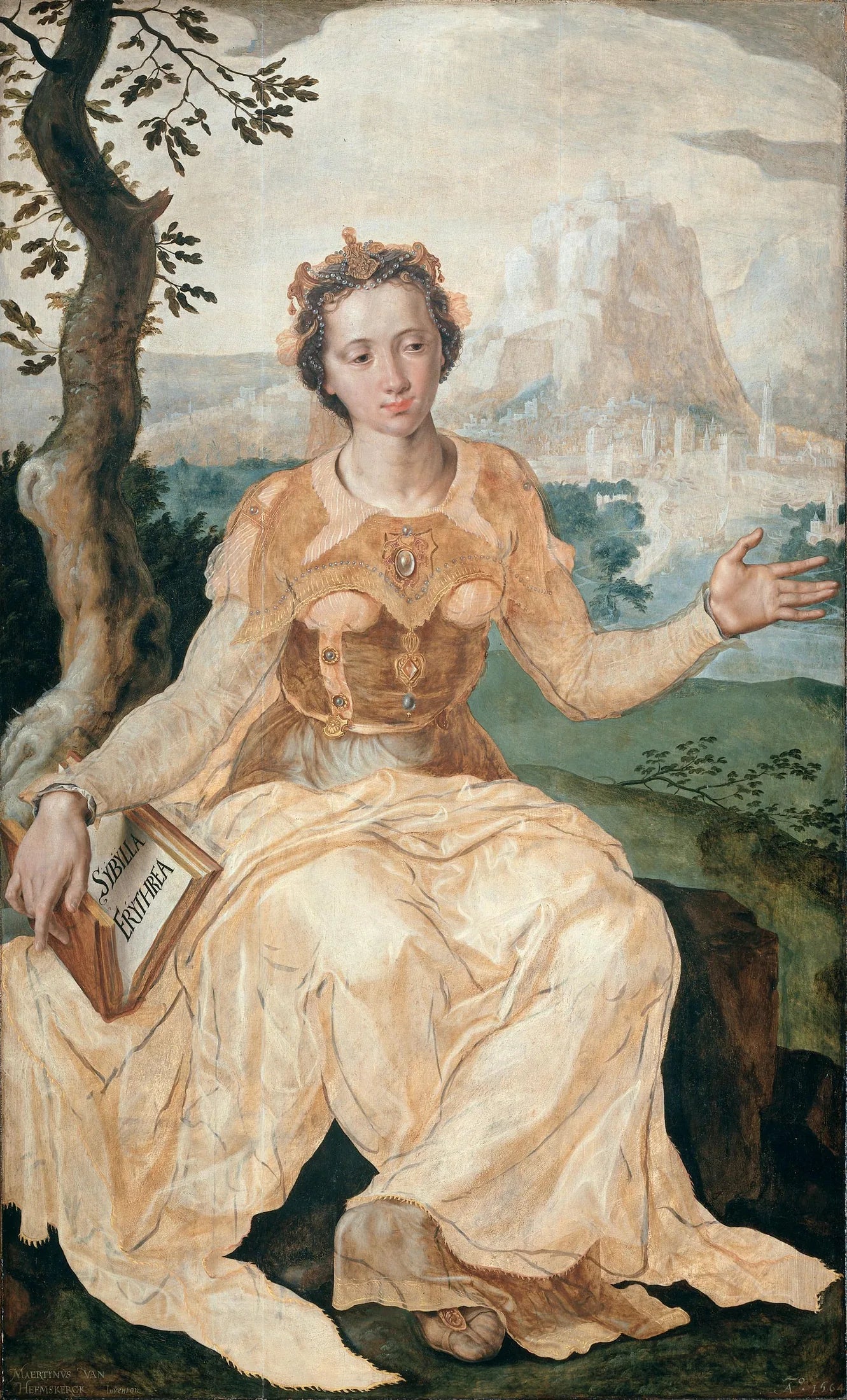 Aile d'un triptyque avec la sibylle d'Erythrée - Maarten van Heemskerck image 1 reproduction d’œuvre d’art à l’huile