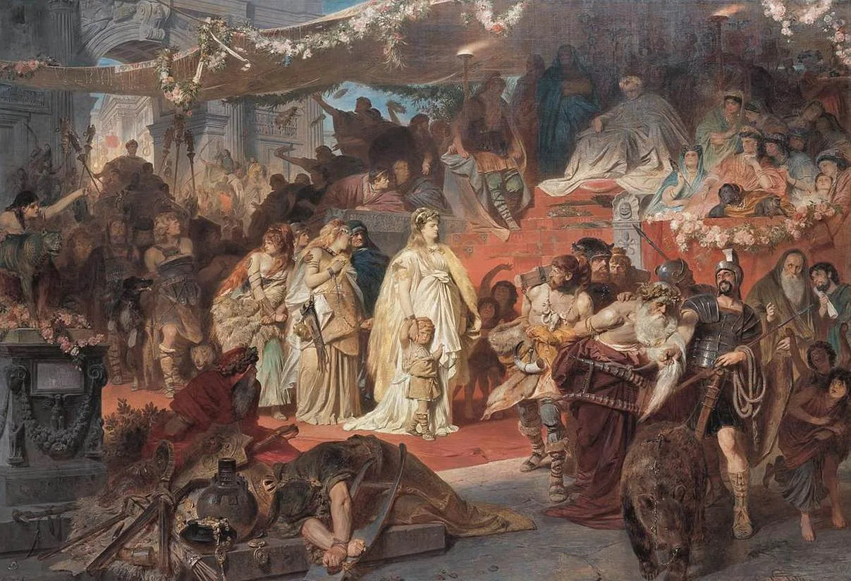 Ainsinelda dans le triomphe de Germanicus - Karl von Piloty image 1 reproduction de peinture à l’huile