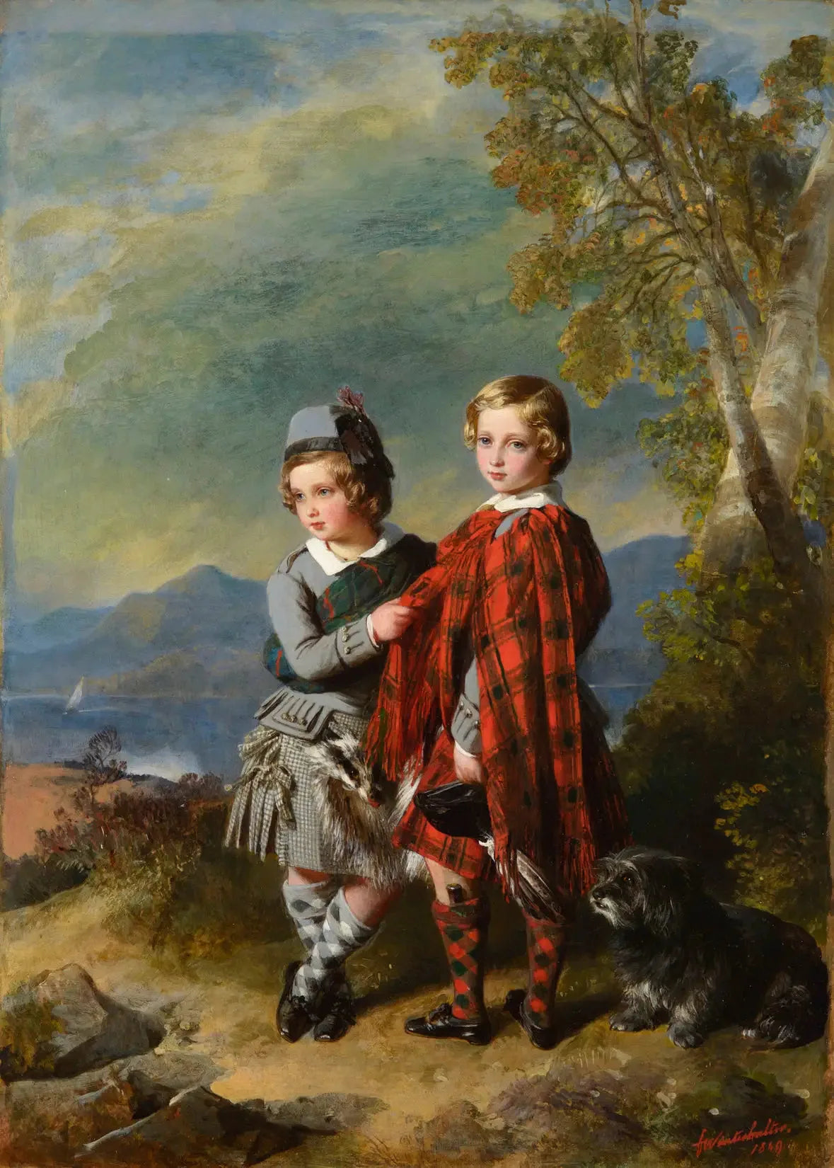 Albert Edward, prince de Galles, avec le prince Alfred - Franz Xaver Winterhalter image 1 reproduction de peinture à l’huile