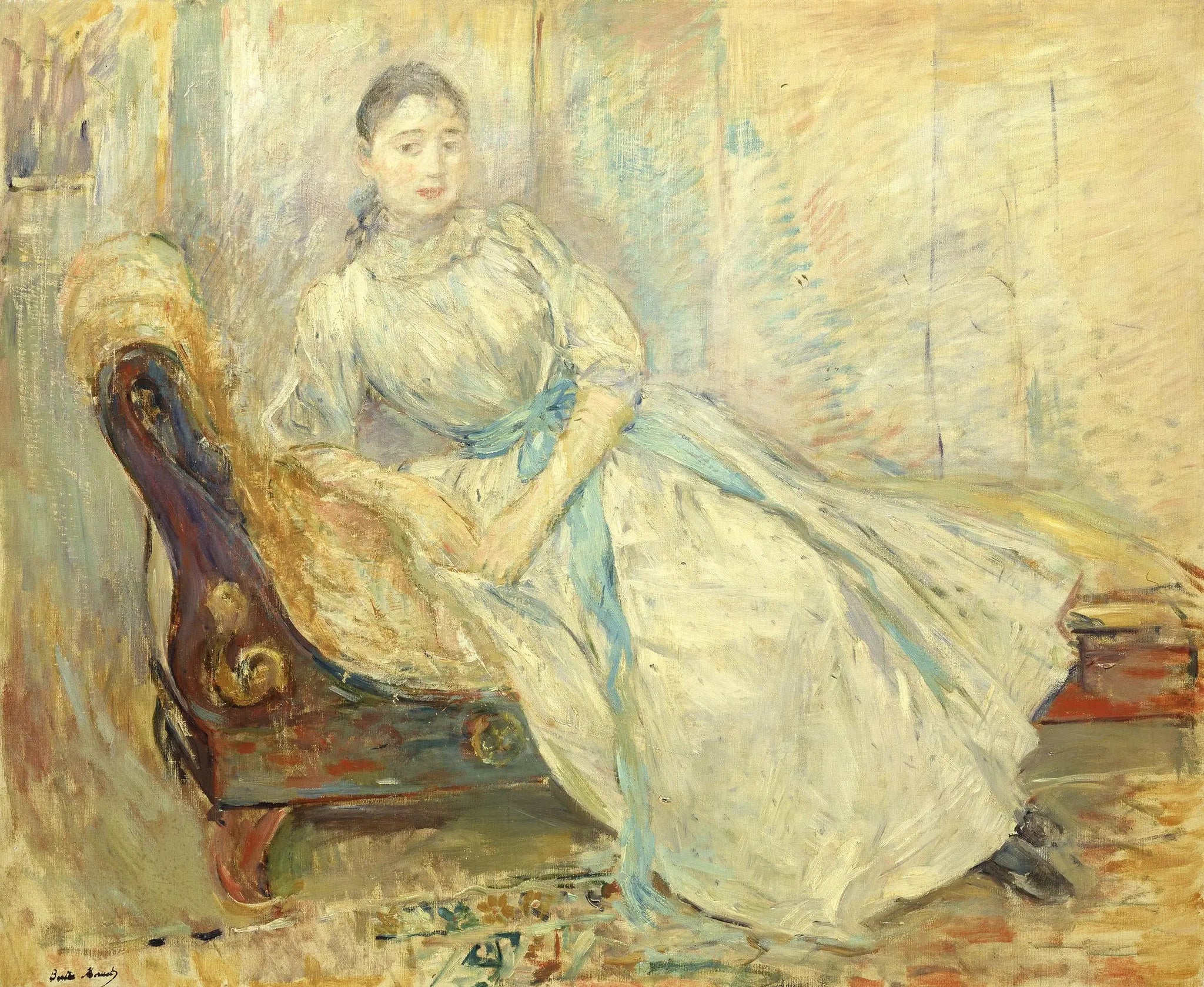 Albine Sermicoli à l'atelier - Berthe Morisot image 1 copie de tableau peinte à la main