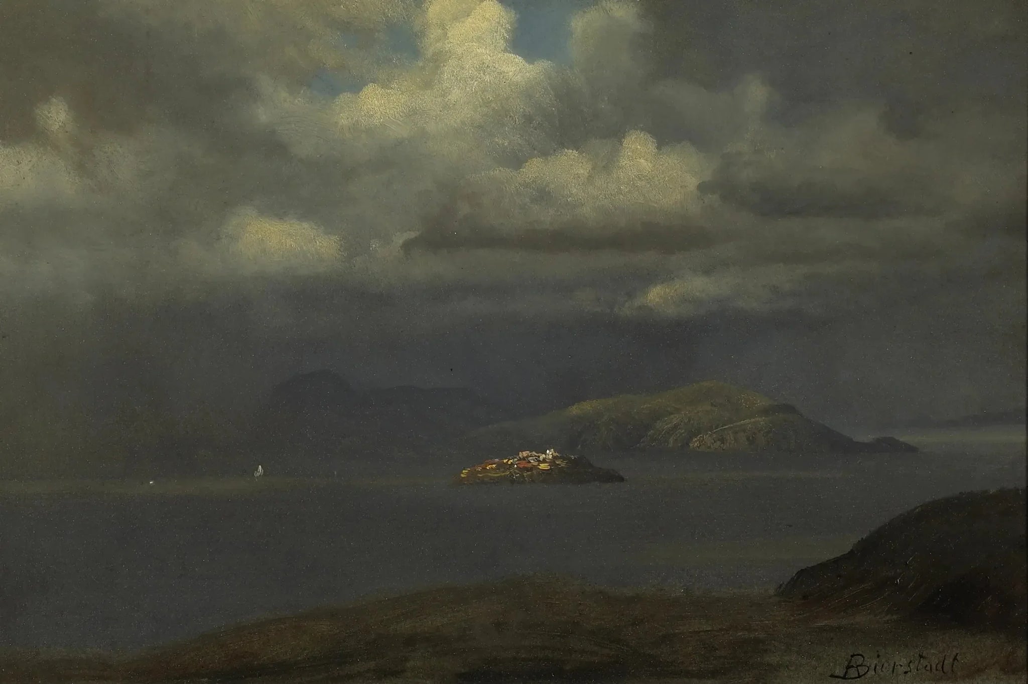 Alcatraz, baie de San Francisco - Albert Bierstadt image 1 reproduction d’œuvre d’art à l’huile