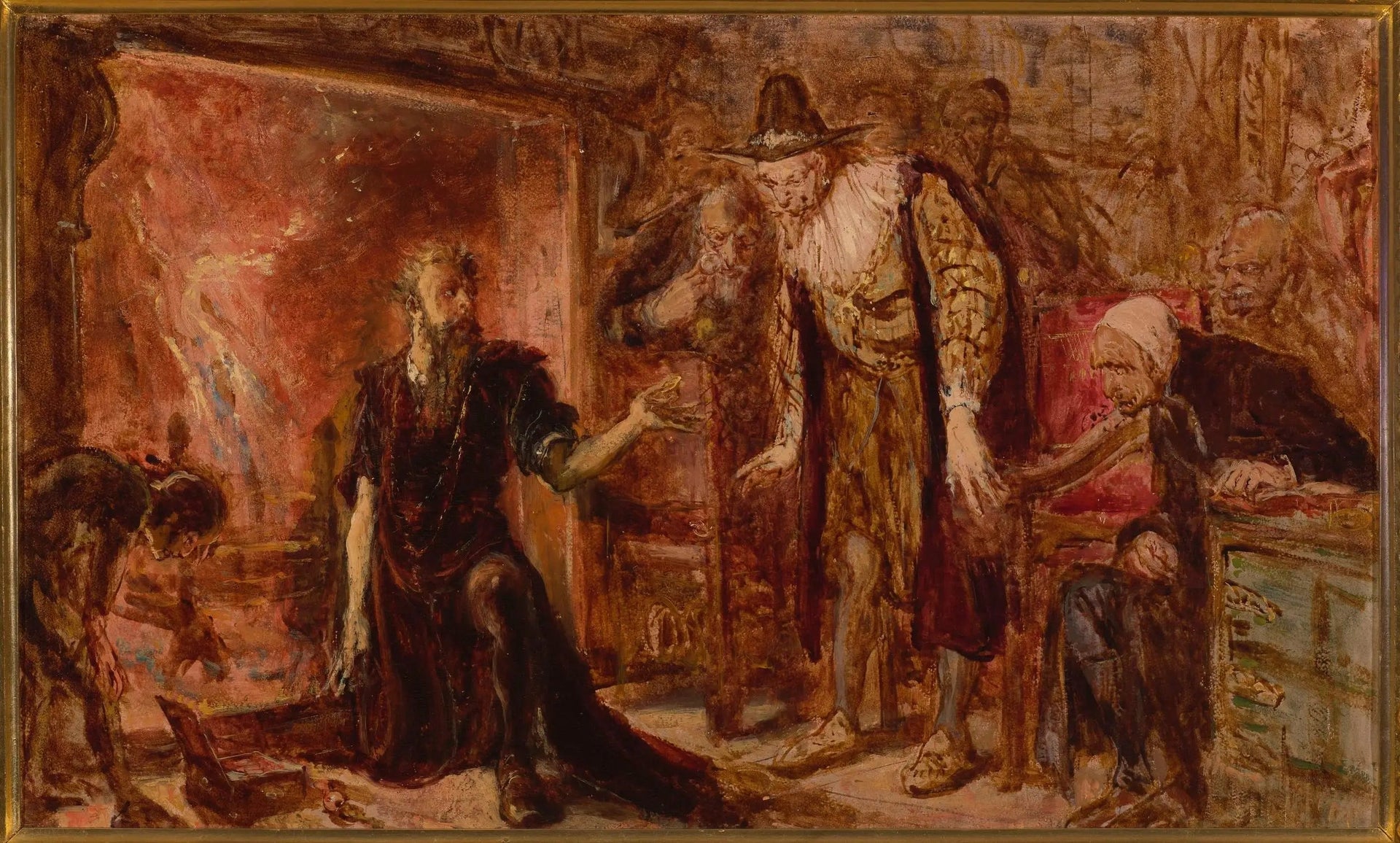 Alchimiste Sendivogius et Sigismond III, croquis - Jan Matejko image 1 copie de tableau peinte à la main