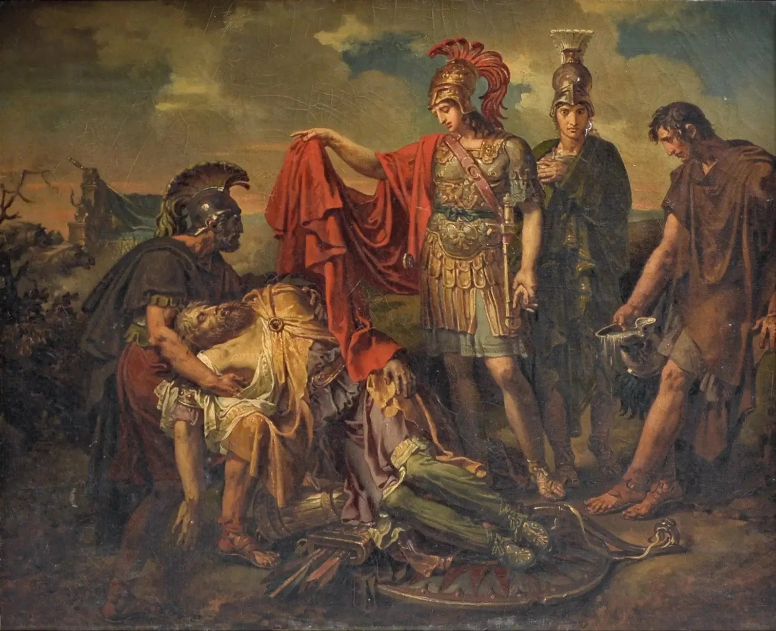 Alexandre couvrant de son manteau le corps de Darius - Charles Meynier image 1 reproduction artisanale de tableau