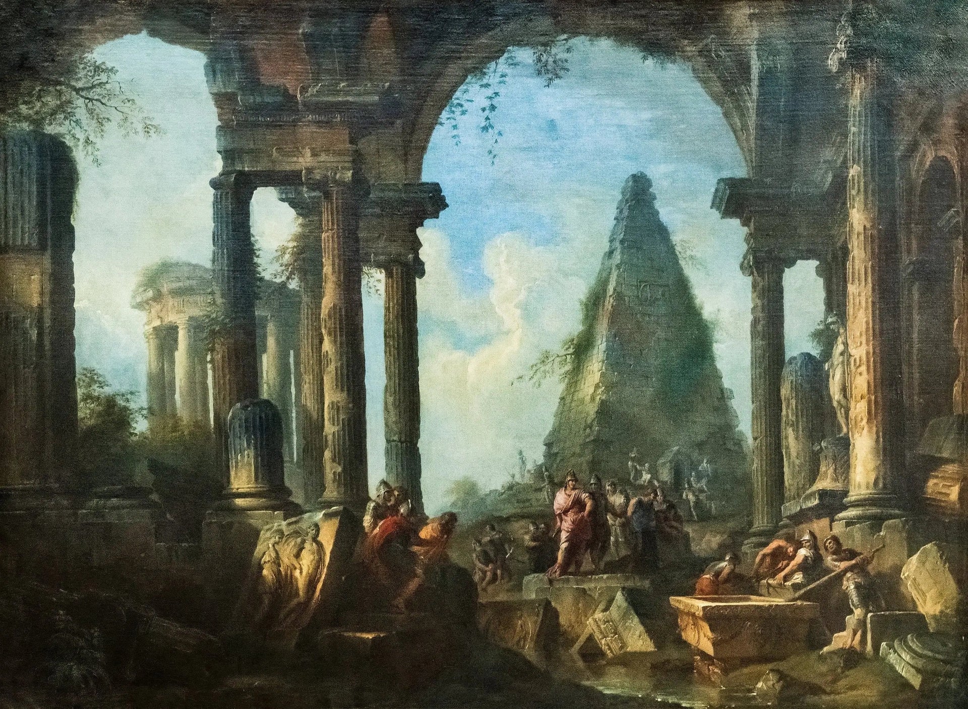 Alexandre le grand devant le tombeau d'Achille - Giovanni Paolo Panini image 1 tableau peint à l’huile sur toile