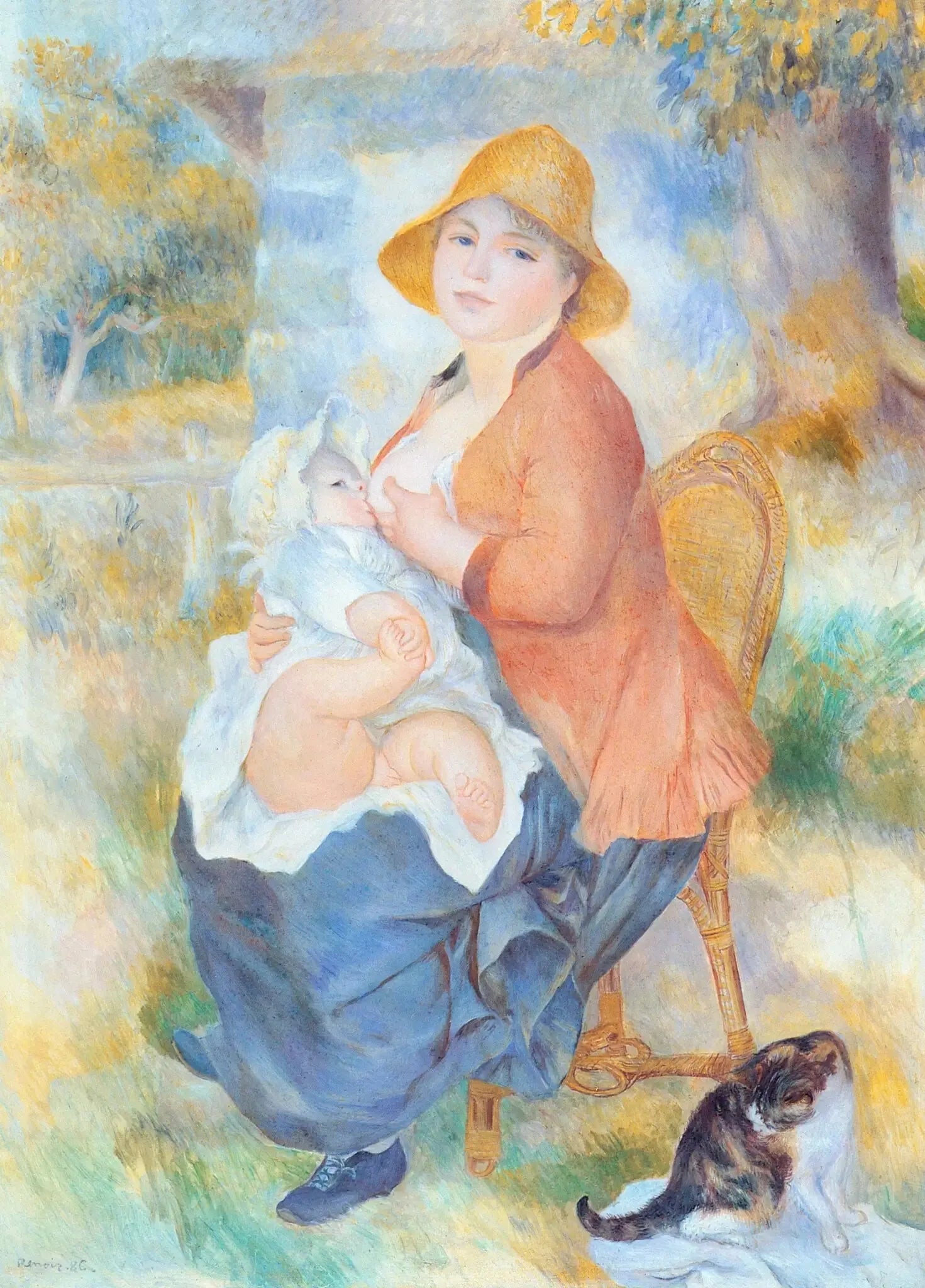 Aline Renoir allaitant son fils Pierre - Pierre-Auguste Renoir image 1 copie de tableau peinte à la main