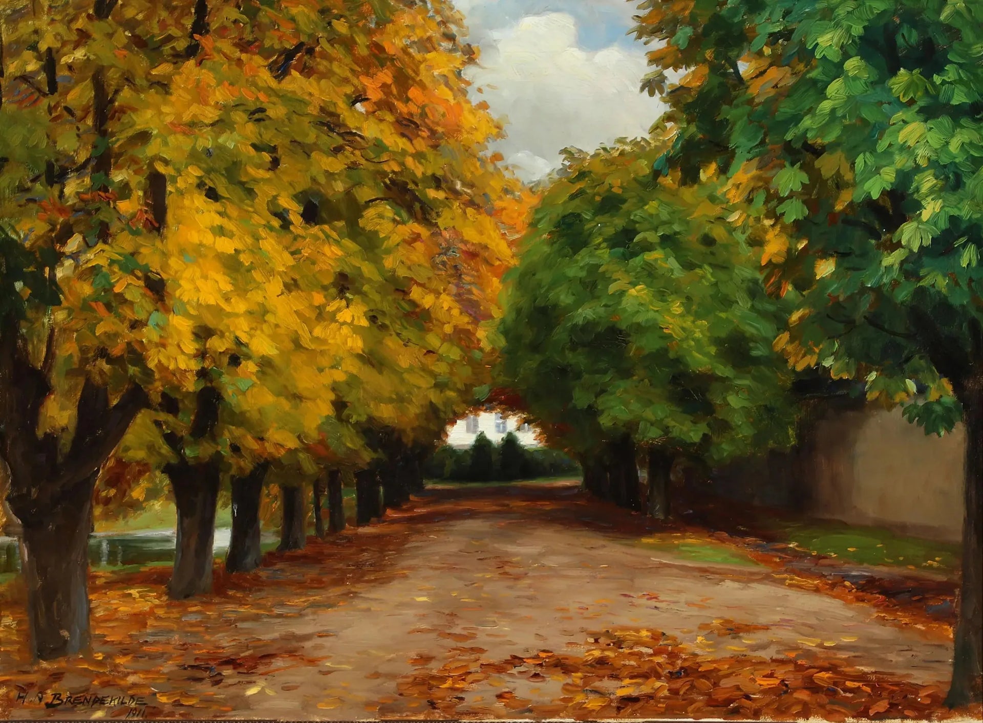 Allé til Rønnebæksholm, Næstved - H. A. Brendekilde image 1 tableau peint à l’huile sur toile