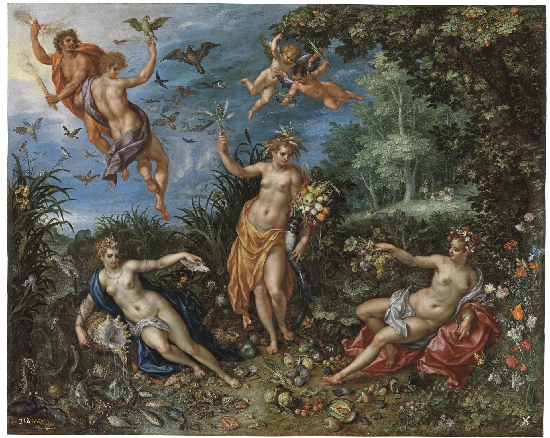 Allégorie de l'abondance et des quatre éléments - Jan Brueghel l'Ancien image 1 reproduction de peinture à l’huile