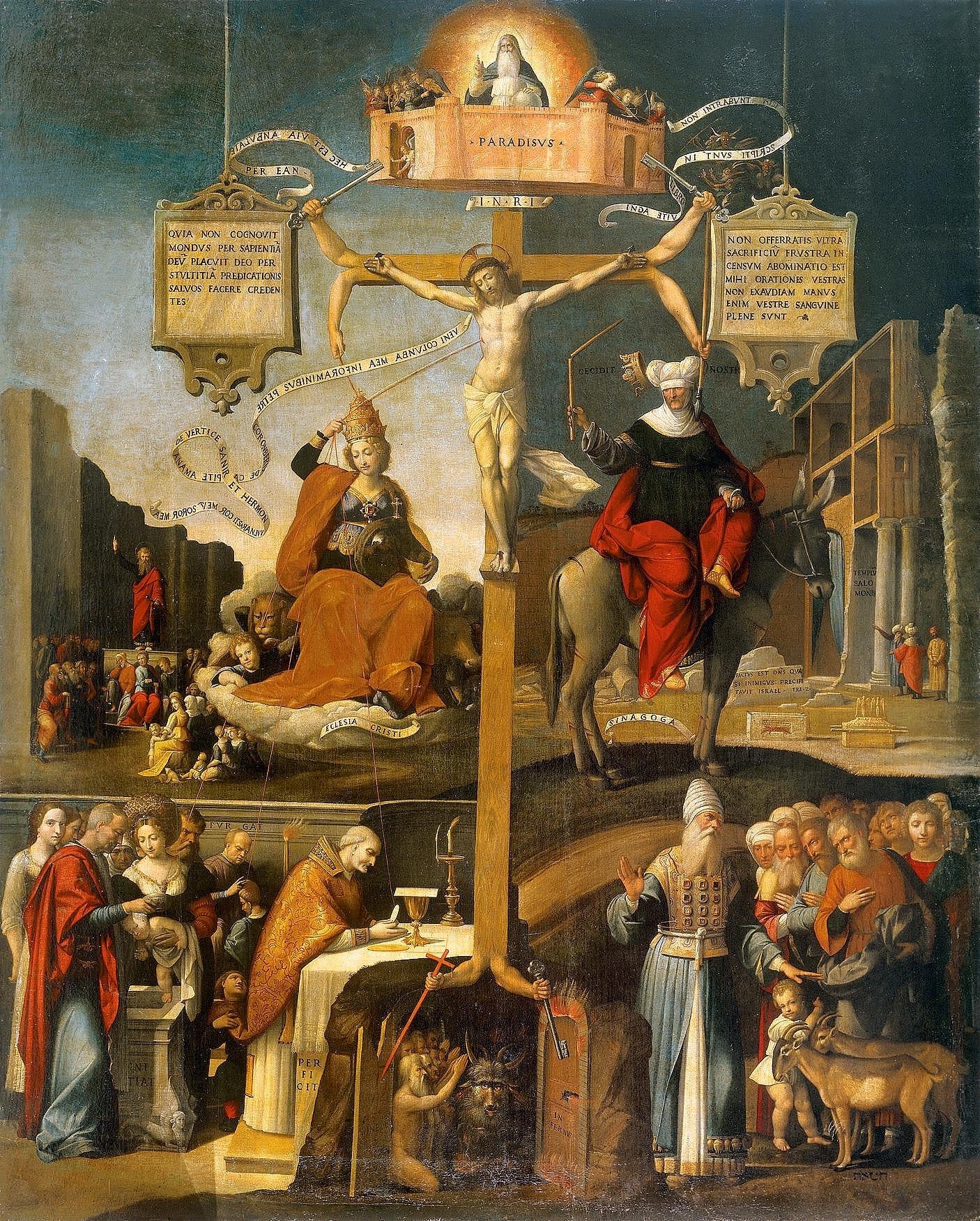 Allégorie de l'Ancien et du Nouveau Testament (Synagogue et Église du Christ) - Benvenuto Tisi image 1 copie de tableau peinte à la main
