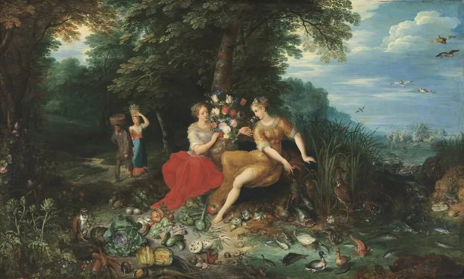 Allégorie de l'eau et de la terre (deux des quatre éléments) - Jan Brueghel le Jeune image 1 reproduction de peinture à l’huile