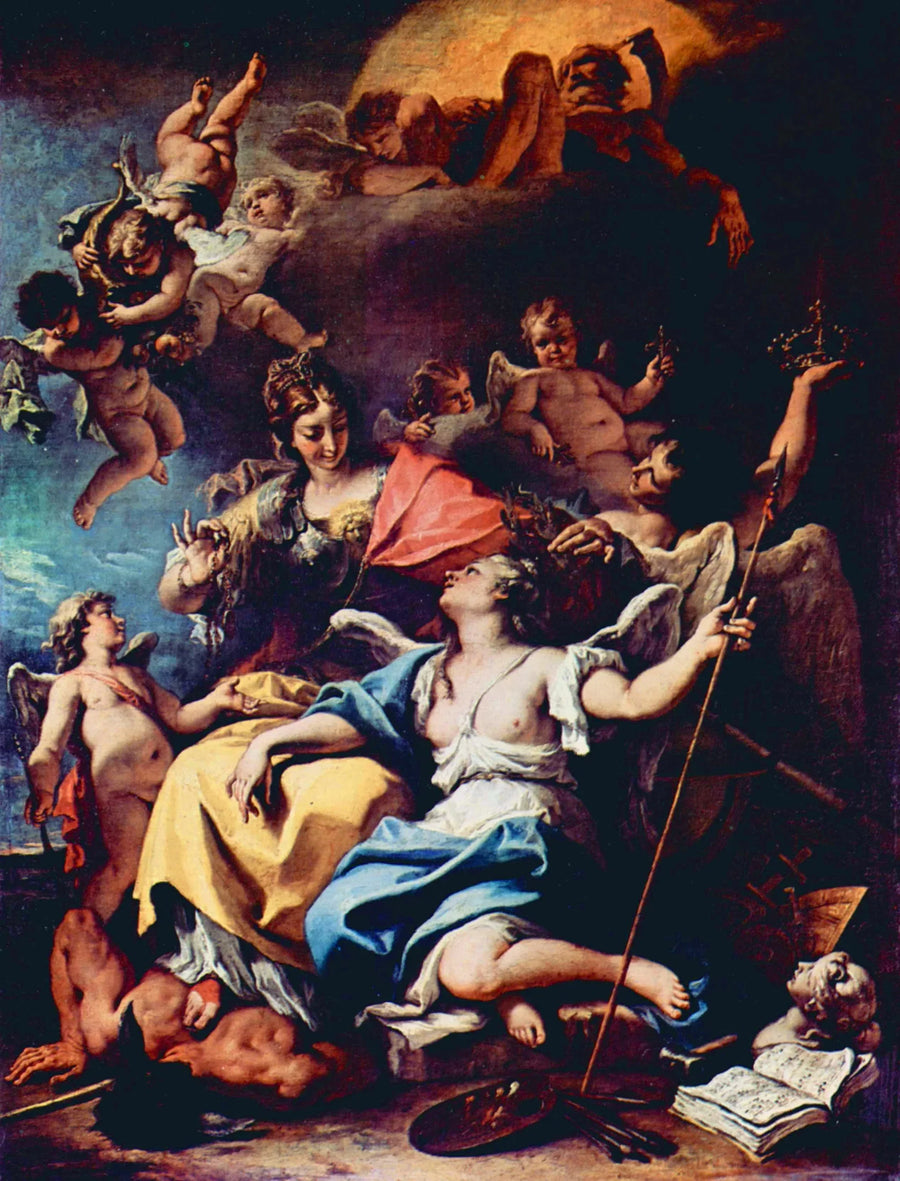 Allégorie de la France sous la figure de Minerve foulant aux pieds l'Ignorance et couronnant la Vertu - Sebastiano Ricci