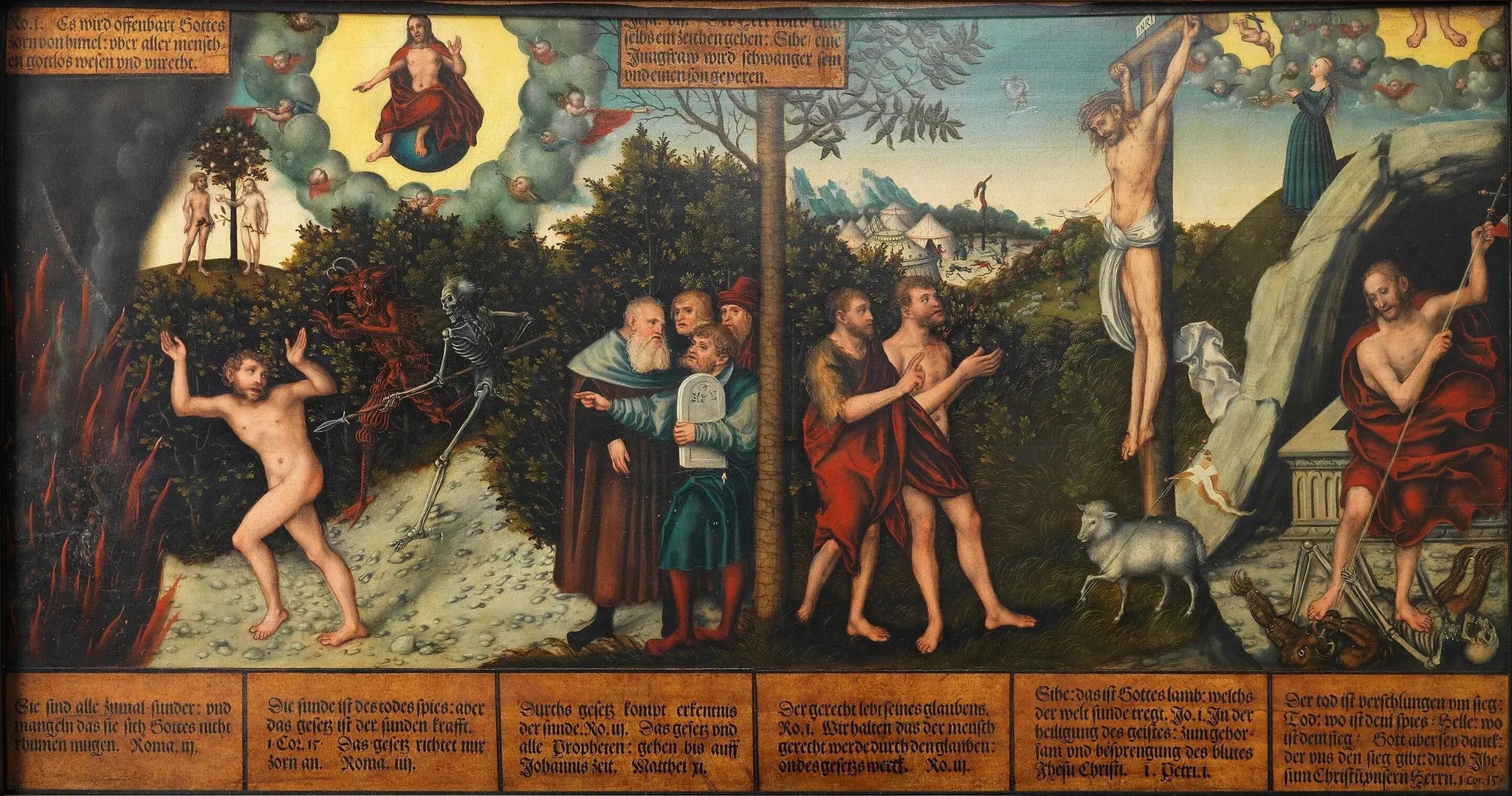 Allégorie de la loi et de la grâce - Lucas Cranach the Elder image 1 reproduction de peinture à l’huile